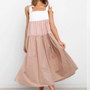 Tri Color Beige Blush and White Dress